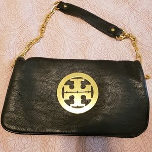 Black Clutch with Gold Chain